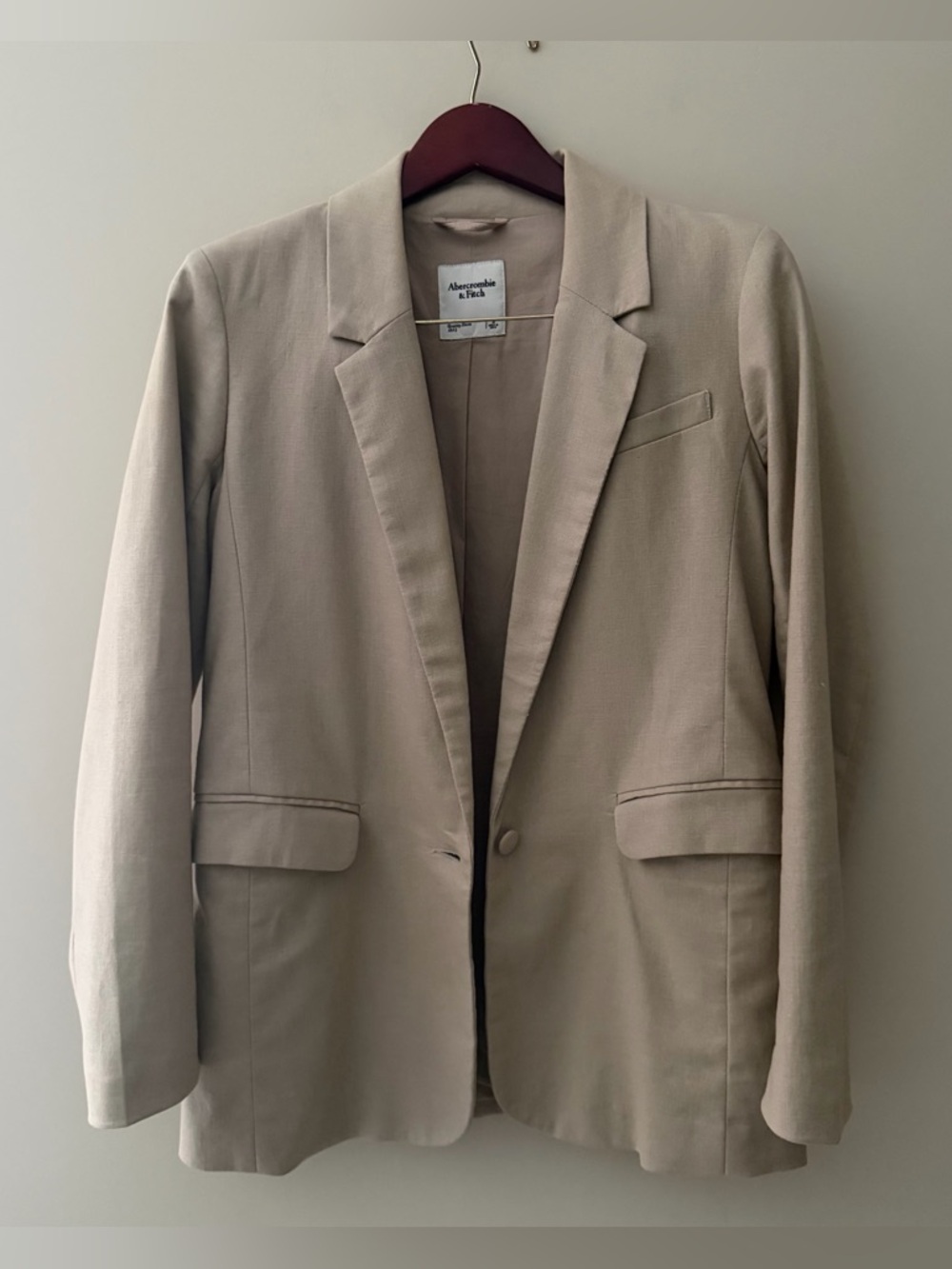 Abercrombie Linen-Blend Blazer Size Small Beige Lightweight Tailored Jacket